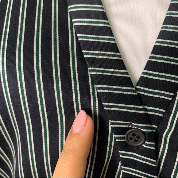 Veronica Beard Women's Blac White Ruched Striped Cotton Poplin Dress Size 10 - Picture 13 of 16